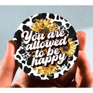 Set of 2 Car Coasters, You Are Allowed To Be Happy Car Coaster, Neoprene Coaster